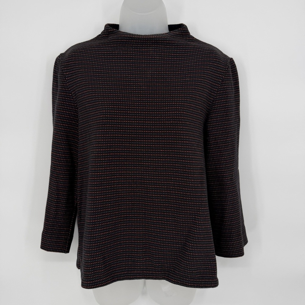 Seasalt Cornwall Sz 6‎ Jacquard Mockneck Stand Collar Sweatshirt Top 100% Cotton